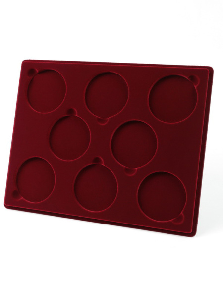  Планшет S (234х296х12 мм) на 8 капсул Leuchtturm CAPS XL 21-62. Для монет диаметром от 21 до 62 мм, тёмно-бордовый