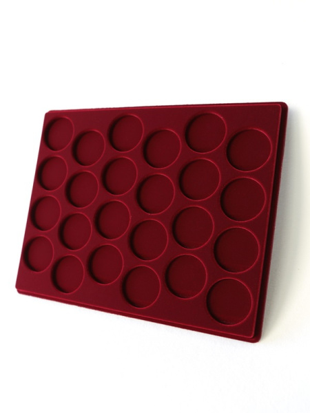  Планшет S (234х296х12 мм) для монет в капсулах d-44 мм (24 ячейки), тёмно-бордовый