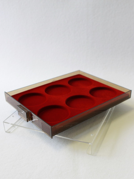  Кассета XL для 6 монет в капсулах d-83 мм, светло-бордовый