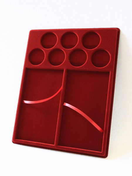  Планшет S (234х296х12 мм) для 2 банкнот Сочи-2014 в капсулах и 7 монет Сочи-2014 в капсулах, тёмно-бордовый