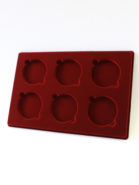  Планшет L (222х333х13 мм) для монет в капсулах d-74 мм (6 ячеек), тёмно-бордовый