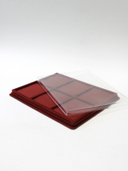 Планшет S (243х304х21 мм) на 6 ячеек (85х100х16 мм) (с поролоновой вставкой), тёмно-бордовый