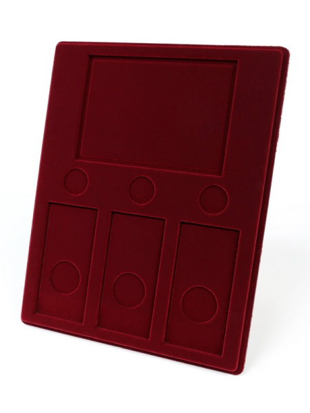  Планшет S (234х296х12 мм) для 3 монет 25 рублей и 3 монет 25 рублей в блистере «Футбол 2018» + Открытка. Сочи. Стадион «Фишт», тёмно-бордовый