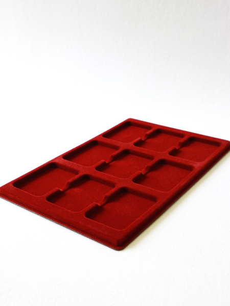  Планшет L (222х333х13 мм) для 9 слабов NGC (Америка) (61х86х8 мм), тёмно-бордовый