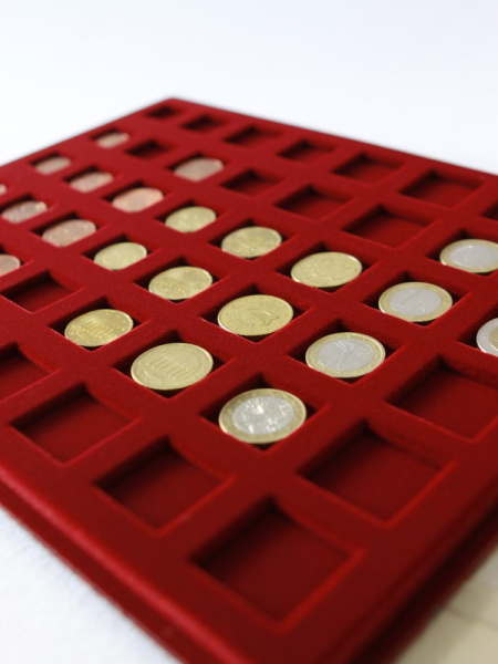  Планшет S (234х296х12 мм) для наборов разменных монет Евро (Euro). Вид 3, тёмно-бордовый