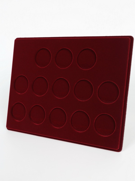  Планшет S (234х296х12 мм) для монет в капсулах d-46 мм (13 ячеек), тёмно-бордовый