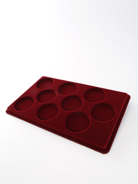 Планшет M (146х236х12 мм) для монет в капсулах d-46 мм (9 ячеек), тёмно-бордовый