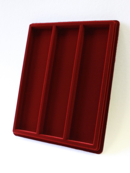 Планшет S (243х304х21 мм) на 3 ячейки (63х267х16 мм), тёмно-бордовый