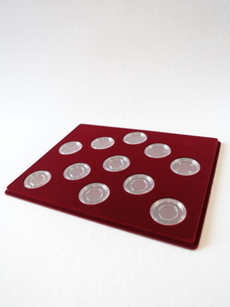  Планшет S (234х296х12 мм) для платиновых и золотых монет «Олимпиада-80», тёмно-бордовый