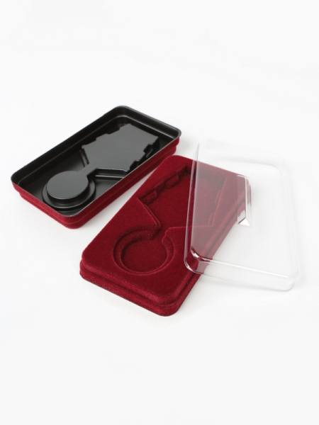  Сувенирная упаковка (59х101х20 мм) под медаль РФ d-32 мм (без дна), тёмно-бордовый