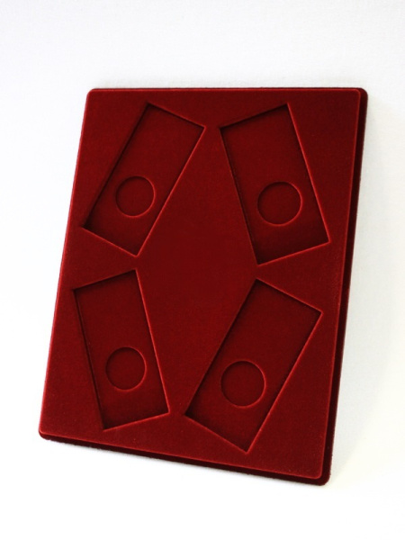  Планшет S (234х296х12 мм) для 4 Олимпийских монет Сочи-2014 в блистере. Вертикальный, тёмно-бордовый