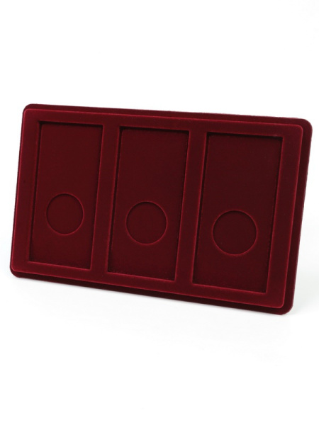 Планшет M (146х236х12 мм) для 3 цветных монет 25 рублей в блистере, тёмно-бордовый