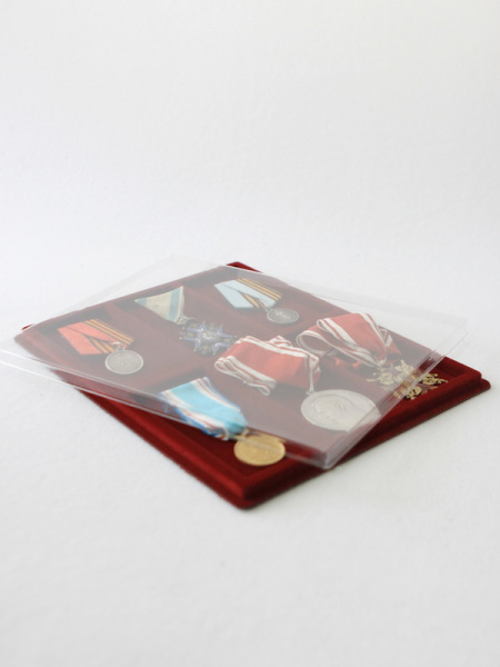 Планшет S (234х296х12 мм) на 6 ячеек (63х128х8 мм), тёмно-бордовый