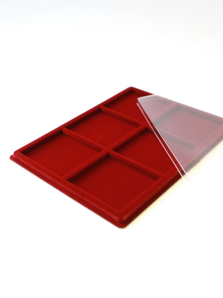 Планшет S (234х296х12 мм) на 6 ячеек (85х96х9 мм), тёмно-бордовый