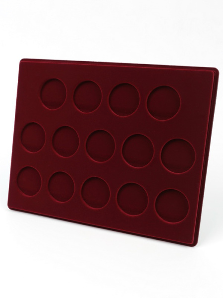  Планшет S (234х296х12 мм) для монет в капсулах d-46 мм (14 ячеек), тёмно-бордовый