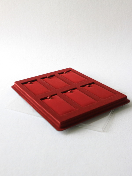 Планшет S (243х304х21 мм) на 6 ячеек (55х105х9 мм) (с флокированными вставками), тёмно-бордовый