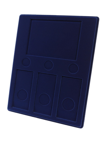  Планшет S (234х296х12 мм) для 3 монет 25 рублей и 3 монет 25 рублей в блистере «Футбол 2018» + Открытка. Москва. Официальная символика, тёмно-синий