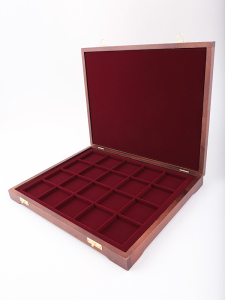  Футляр деревянный Vintage S (305х247х40 мм) на 20 ячеек (49х49х7 мм), тёмно-бордовый