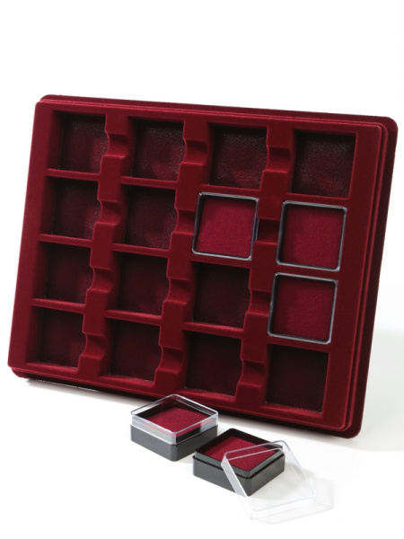  Планшет S (243х304х26 мм) на 16 ячеек для пластиковых капсул 48х48х22 мм, тёмно-бордовый