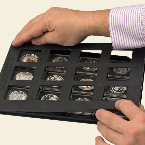 Albo Case для хранения монет в квадратных капсулах (48 капсул). Бордовый. Альбо Нумисматико, AC-17-04-02-01