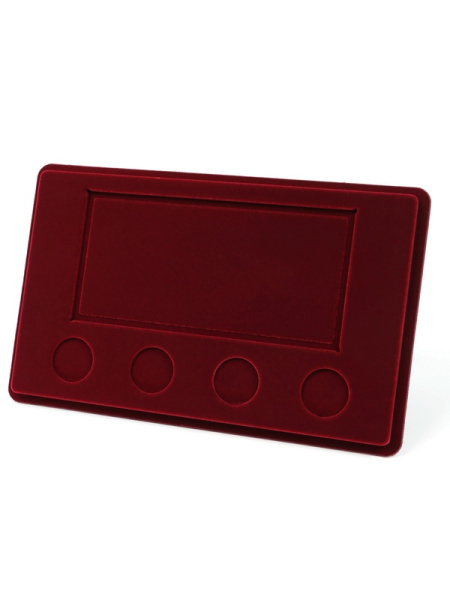 Планшет M (146х236х12 мм) для 4 монет 25 рублей и банкноты «Сочи-2014» в чехле, тёмно-бордовый