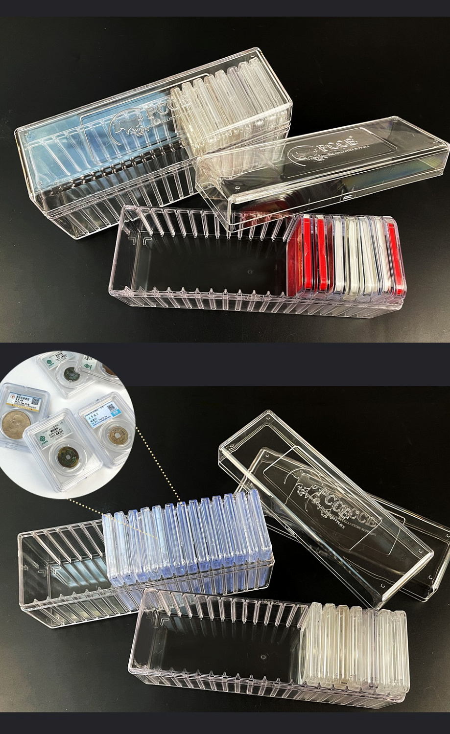 Пластиковый бокс для 20 слабов PCCB (I, II, III), PCGS, NGC, ANA и других слабов для монет. PCCB MINGT, 804300