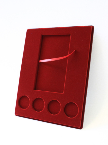  Планшет S (234х296х12 мм) для 1 банкноты Сочи-2014 в капсуле и 4 монет Сочи-2014 в капсулах, тёмно-бордовый