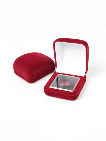  Футляр (55х60х36 мм) для монеты в капсуле Quadrum Mini (38х38х6,7 мм), светло-бордовый