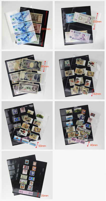 Листы-дисплеи без отверстий 7S (217х278 мм) двусторонние на 7 ячеек (210х32 мм). Упаковка из 10 листов. PCCB MINGT, 810571