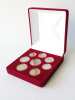 Футляр (120х131х50 мм) под набор монет евро (в капсулах Leuchtturm),  светло-бордовый