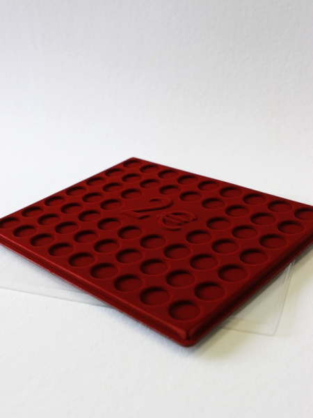  Планшет S (234х296х12 мм) для монет 2 Евро (57 ячеек), тёмно-бордовый