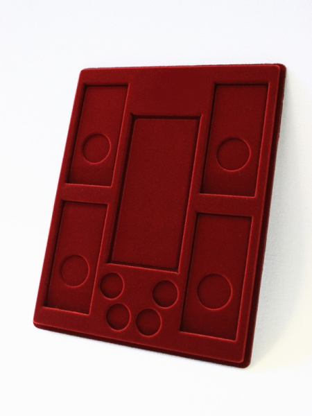  Планшет S (234х296х12 мм) для 1 банкноты Сочи-2014 в чехле, 4 монет Сочи-2014 в блистере и 4 монет Сочи-2014 без капсул, тёмно-бордовый