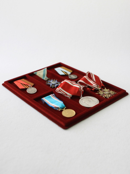 Планшет S (234х296х12 мм) на 6 ячеек (63х128х8 мм), тёмно-бордовый