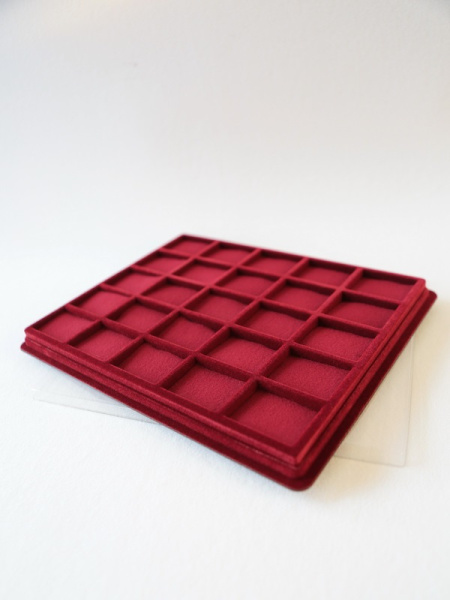  Планшет S (243х304х21 мм) на 25 ячеек (37х50х16 мм) (с поролоновой вставкой), тёмно-бордовый