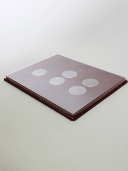  Планшет S (234х296х12 мм) для монет в капсулах d-46 мм (12 ячеек (3 по горизонтали, 4 по вертикали)), тёмно-бордовый