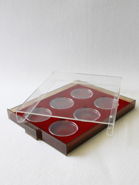  Кассета XL для 6 монет в капсулах d-74 мм, светло-бордовый