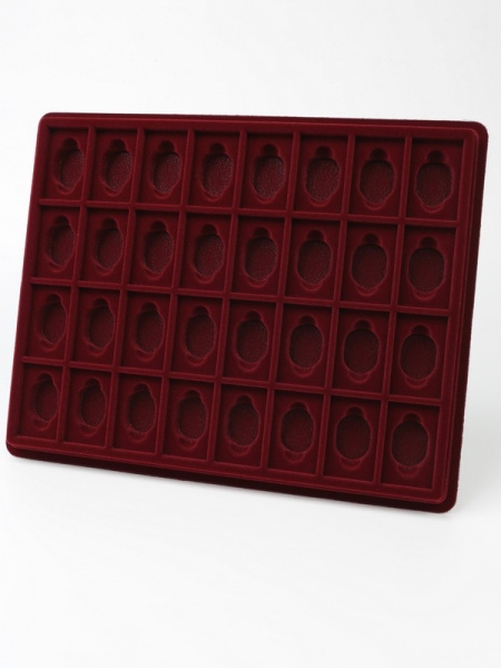  Планшет S (243х304х21 мм) на 32 ячейки (50,5х31х6 мм). Ромбы увеличенные, тёмно-бордовый