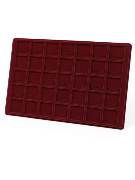  Планшет L (222х333х13 мм) для 35 монет в капсулах Quadrum Mini (38х38х6,7 мм), тёмно-бордовый