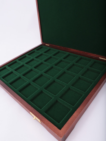  Футляр деревянный Vintage S (305х247х40 мм) на 30 ячеек (36х36х6 мм), зелёный