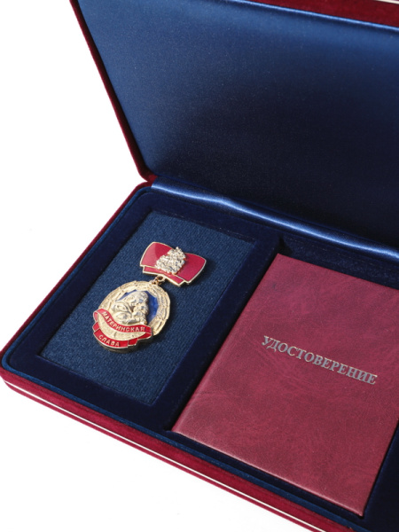  Футляр замшевый (182х128х34 мм) с поролоновой вставкой под универсальную медаль и удостоверение (80х110х8 мм), бордовый/тёмно-синий