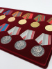  Планшет L (222х333х13 мм) на 12 медалей РФ d-35 мм с пятиугольной колодкой, тёмно-бордовый