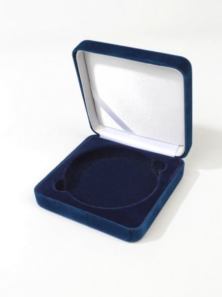  Футляр замшевый (92х92х36 мм) для 1 монеты в капсуле (диаметр 74 мм), тёмно-бордовый