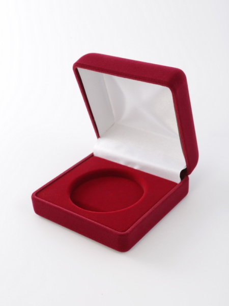  Футляр (80х80х40 мм) для монеты, медали диаметром 45 мм в капсуле Leuchtturm (диаметр ячейки 51 мм), светло-бордовый