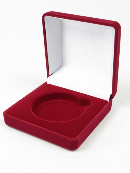  Футляр (92х92х40 мм) для монеты в капсуле (диаметр 58 мм), светло-бордовый