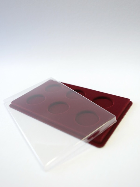 Планшет M (146х236х12 мм) для монет в капсулах d-46 мм (6 ячеек), тёмно-бордовый