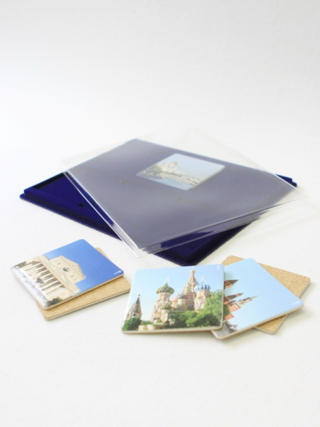 Планшет S (234х296х12 мм) для подставок под бокалы (бирдекелей), тёмно-синий