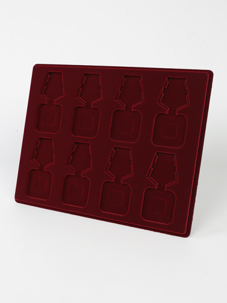 Планшет S (234х296х12 мм) на 8 орденов с пятиугольной колодкой, тёмно-бордовый