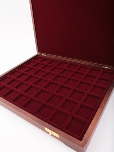  Футляр деревянный Vintage S (305х247х40 мм) на 48 ячеек (30х30х5 мм), тёмно-бордовый