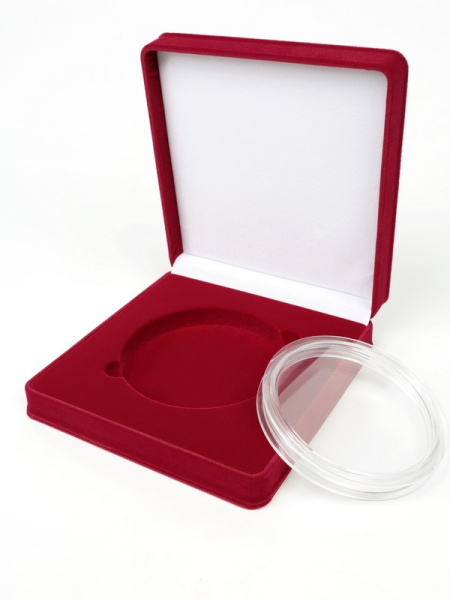  Футляр (186х192х50 мм) на 1 монету в капсуле (диаметр 120 мм), светло-бордовый