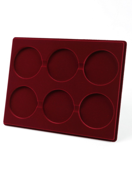  Планшет S (234х296х12 мм) на 6 капсул Leuchtturm CAPS XL 29-76. Для монет диаметром от 29 до 76 мм, тёмно-бордовый